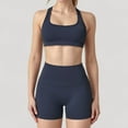 thumbnail image 4 of Women's High Neck Sports Bra with Minimalist T-Back Strap Design and Smooth Stretch Compression Fit - Medium, Navy, 4 of 7