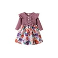 thumbnail image 1 of Seyurigaoka Toddler Girls Fall Dress, Ribbed Floral Stitching Long Sleeve Skirt, 1 of 9