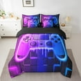 thumbnail image 2 of YST 7-Piece Blue Purple Gaming Comforter Set, Queen – Neon Lights Abstract Geometry Bedding Set, 2 of 6
