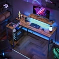 Bestier 48" L Shaped Gaming Desk with LED Lights & Power Outlets