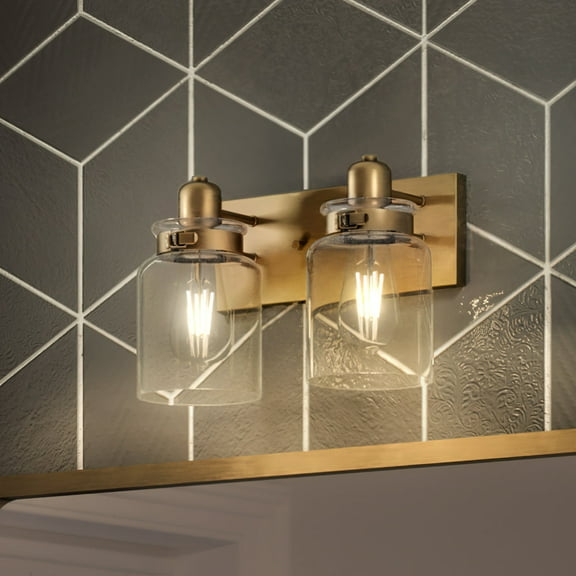 Luxury Vintage Bath Light, 8.625H x 13.25W, with Farmhouse Style, Olde Brass, UHP4191 by Urban Ambiance