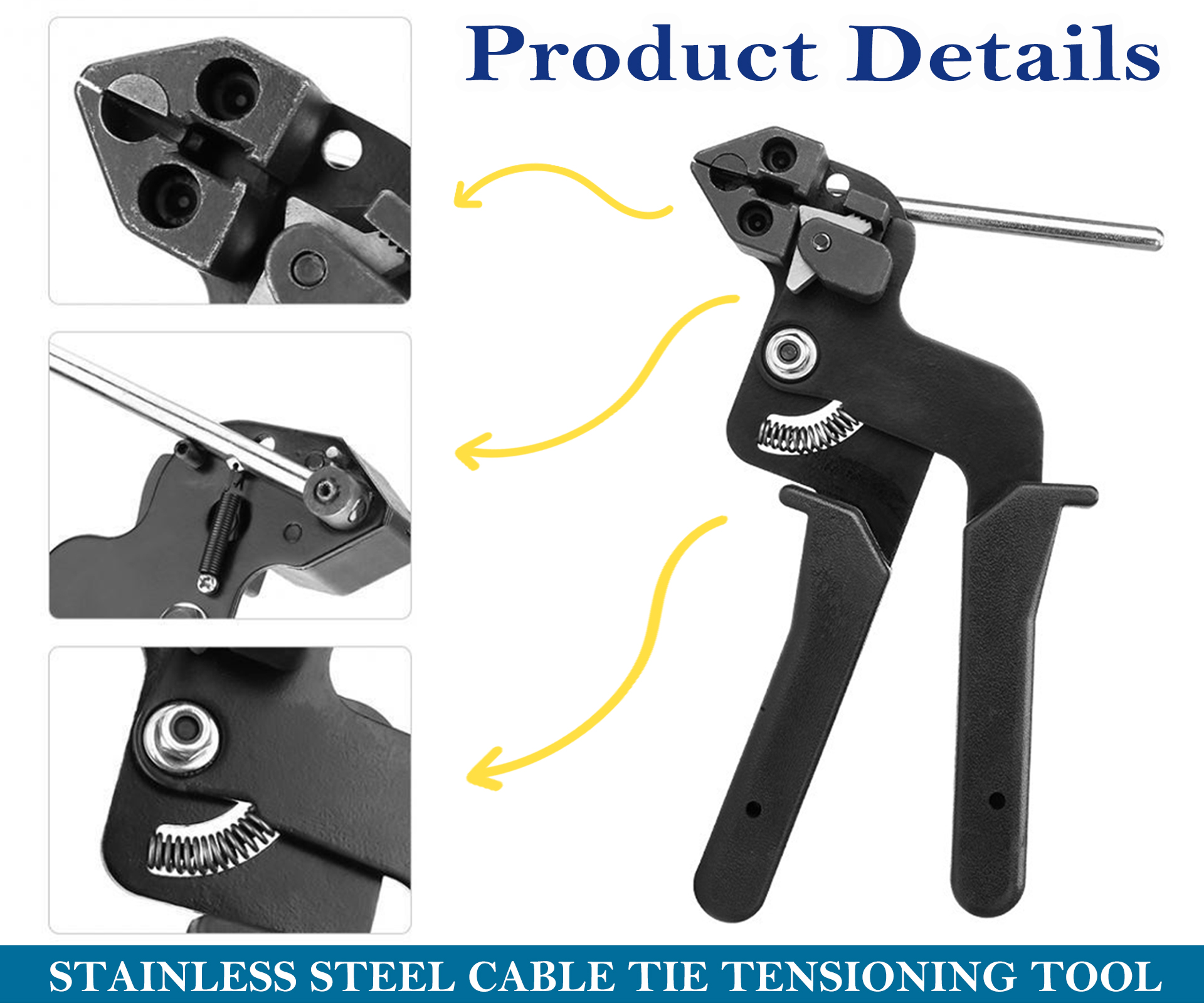 Zip Tie Cutter Metal Ties Gun Fasten Cable Tie Tool Tensioner Adjustable Tool