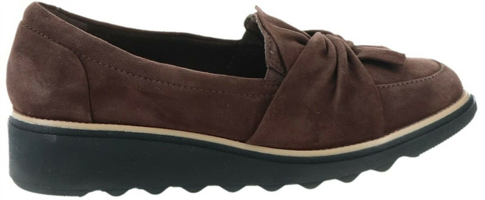 clarks suede slip on loafers