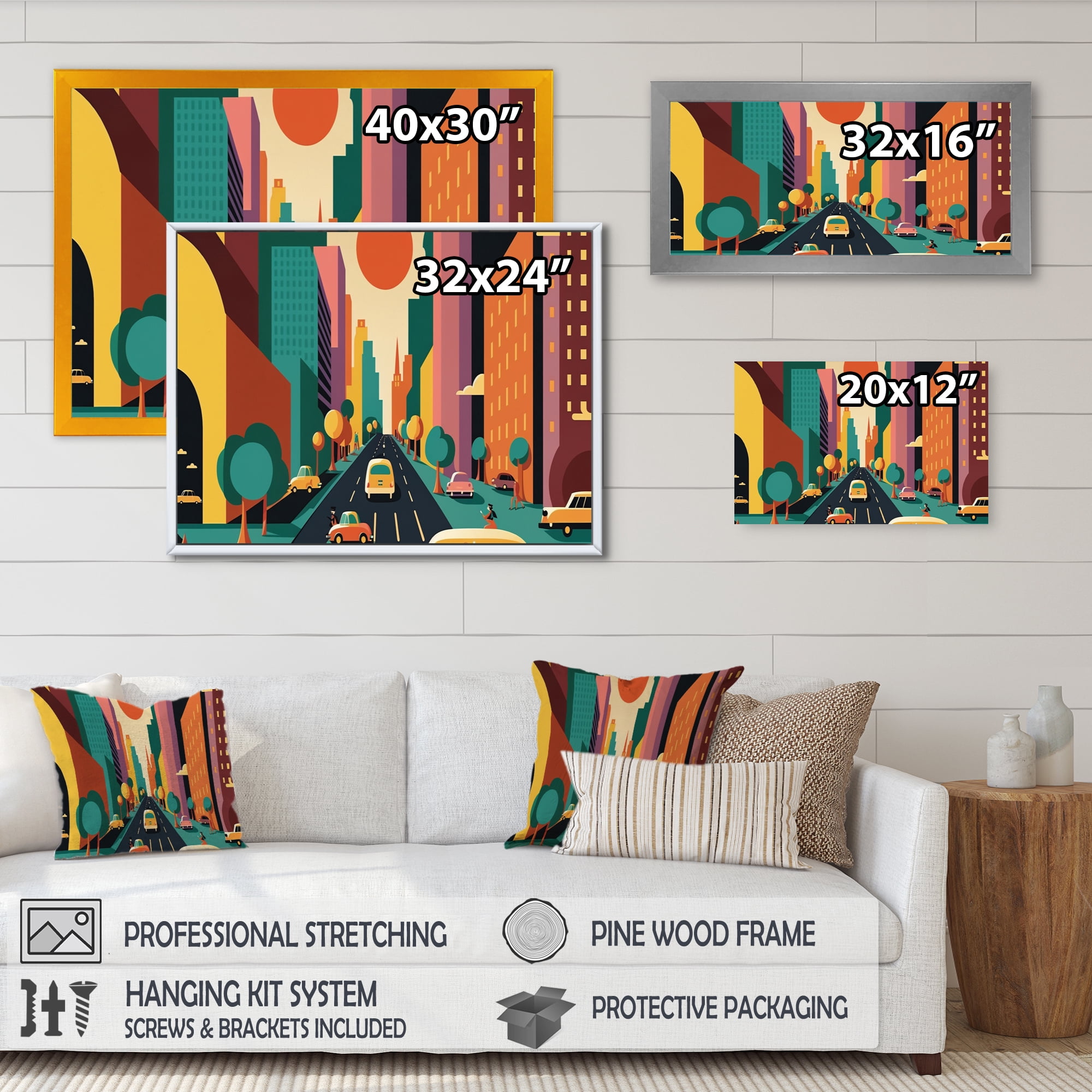 Designart Futuristic Cityscape With Cars II Canvas Wall Art