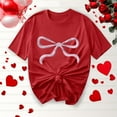 thumbnail image 2 of Primavera Top Mujeres Moda Casual Nueva Cinta de Arco Impresa Cuello Redondo Camiseta de Manga Corta, Camiseta de Cuello Tripulado, 2 of 8
