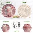 thumbnail image 4 of Haosy Set of 6 Drink Woven Coaster with Holder Heat Resistant Non-Slip Bar Coasters 4 Inches Cute Pig and Petals, 4 of 7