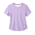 thumbnail image 5 of Girls Shirts Side Ruched Short Sleeve Crewneck Fitted Tops Casual Summer Soft Tee Clothes 5-12 Years, 5 of 5