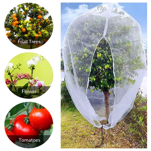 Trayknick Fruit Tree Netting Garden Netting,Bird Insect Barrier Netting Zipper Design Breathable Water Permeability Garden Protection with Drawstring Plant Cover Mesh Netting