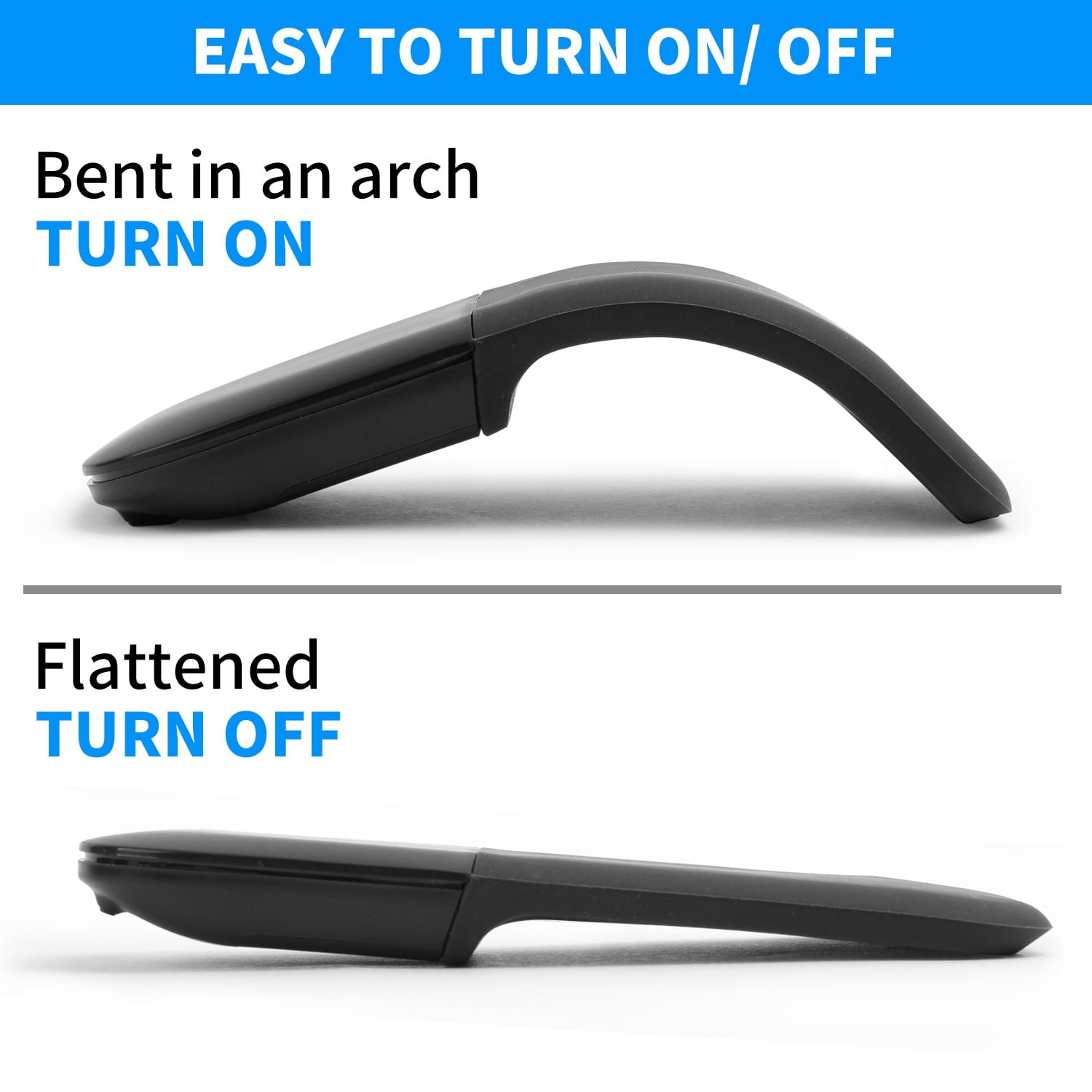 Wireless Bluetooth Mouse for Surface Laptop, Arctouchmouse Foldable Rechargeable Mouse with USB Receiver & Touch Scroll, Slim Travel Computer Accessory