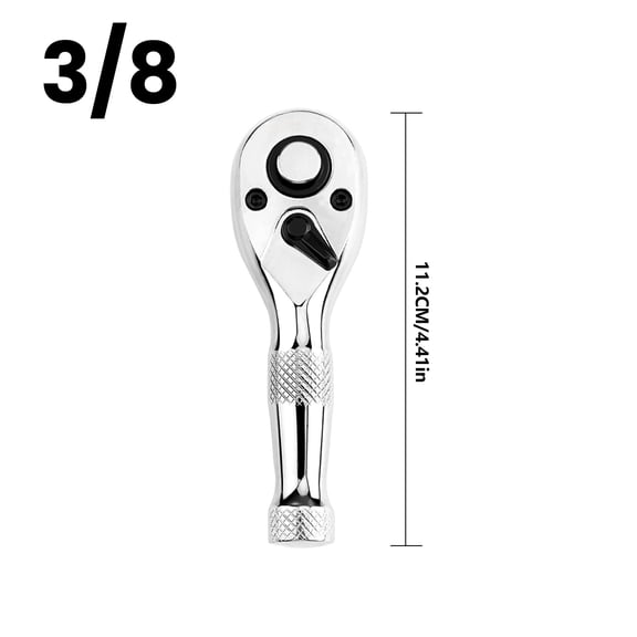 3/8 Inch Stubby Ratchet Socket Wrench, 72 Tooth Mini Driver Ratchet Wrenchs Set, 5 Degrees Swing-Arc, Quick-Release Design(Silver)