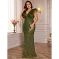 thumbnail image 3 of AURA Plus Size Evening Dress Deep V Neck Sequin Slim Fit Party Long Skirt 0XL-4XL, 3 of 8