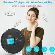 Jazmm CD Player Portable with Bluetooth 5.1, 2000mAh Rechargeable Discman, MP3/CD-R/USB Playback, Backlit LCD, Sleep Timer for Car, Home