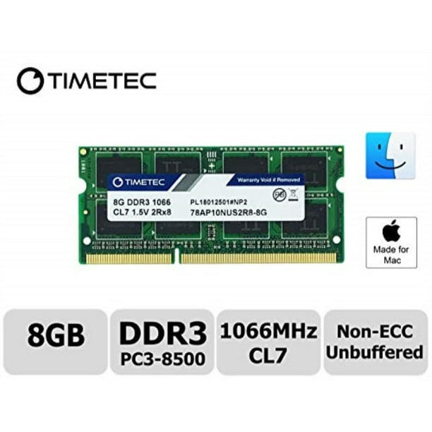 Timetec Hynix IC 8GB Compatible for Apple DDR3 PC3-8500 1067MHz /1066MHz SODIMM Upgrade for MacBook 13 2010, MacBook Pro 13 Mid 2010, iMac 27Late 2009, Mac Mini Mid 2010 (8GB) - Walmart.com