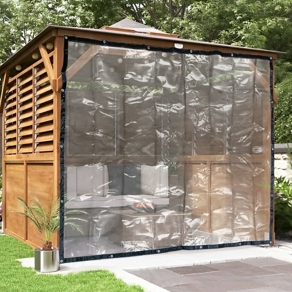 Clear PVC Waterproof Tarp 8x10 Ft - Heavy Duty Transparent Tarpaulin for Outdoor Use, Garden Plant Cover, Patio Furniture, Camping - 100% Waterproof, Reinforced Corners & Metal Grommets