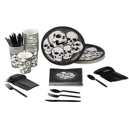 Skull Party Supplies Serves 24 Includes Plates Knives Spoons
