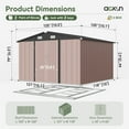 thumbnail image 4 of Aoxun 10x10ft Outdoor Storage Shed, Steel Garden Shed, Brown(Base Included), 4 of 8