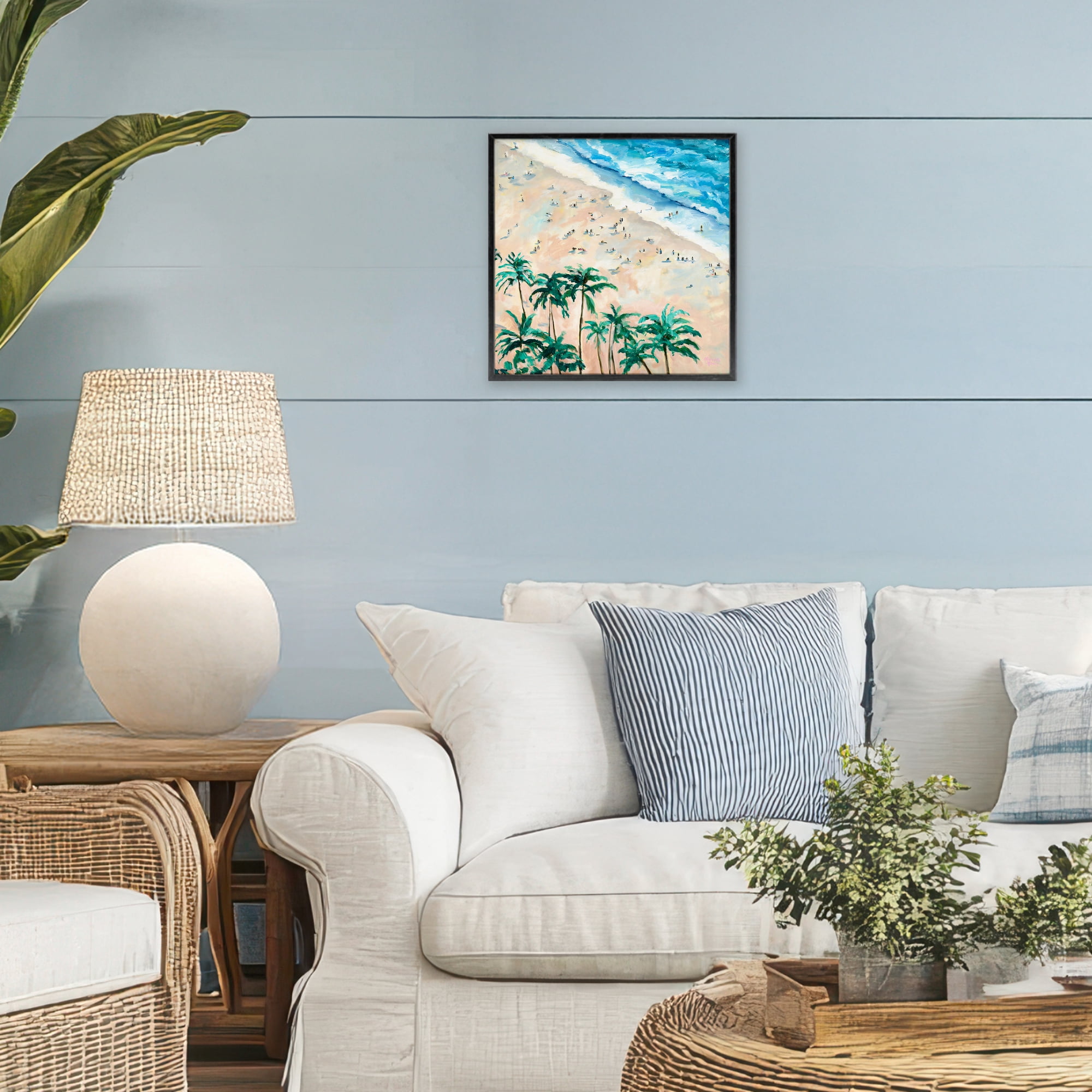 Stupell Industries Waikiki Beach Overview Black Framed Giclee Art, design by Meredith Howse
