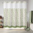 thumbnail image 6 of No Hook Shower Curtain, Green Floral Shower Curtains for Bathroom with See Through Top Window, Spring Flowers Waterproof & Washable Bath Curtain 66"x72", 6 of 9
