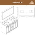 thumbnail image 3 of Boyel Living 60 inch Bathroom Vanity Marble Counter-Top Ceramic Basin Antique Brown Solid Wood Bathroom Cabine with Mirror, 3 of 7
