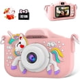 thumbnail image 1 of Cámara Digital para Niños,Cámara para Niños con Pantalla a Color 2.0 IPS HD y Tarjeta de Memoria de 32 G,Adecuada para Regalos de cumpleaños y Navidad para niños y niñas(Gatito Rosa),Unicornios rosas, 1 of 16