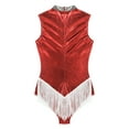 thumbnail image 6 of DPOIS Womens Sequins Fringed Latin Dance Leotard Metallic Tassel Bodysuit Red M, 6 of 7