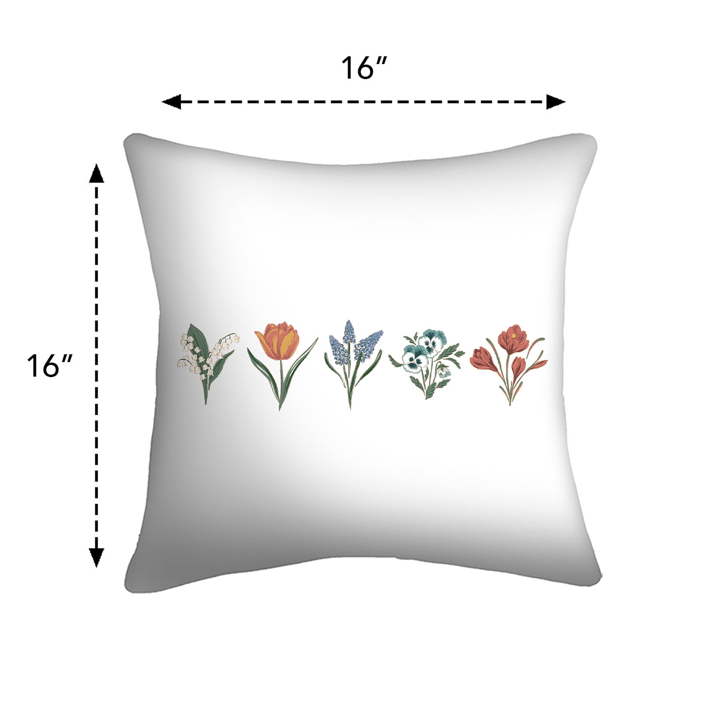 Mainstays 16" x 16" Flower Row Decorative Outdoor Throw Pillow, Multicolor