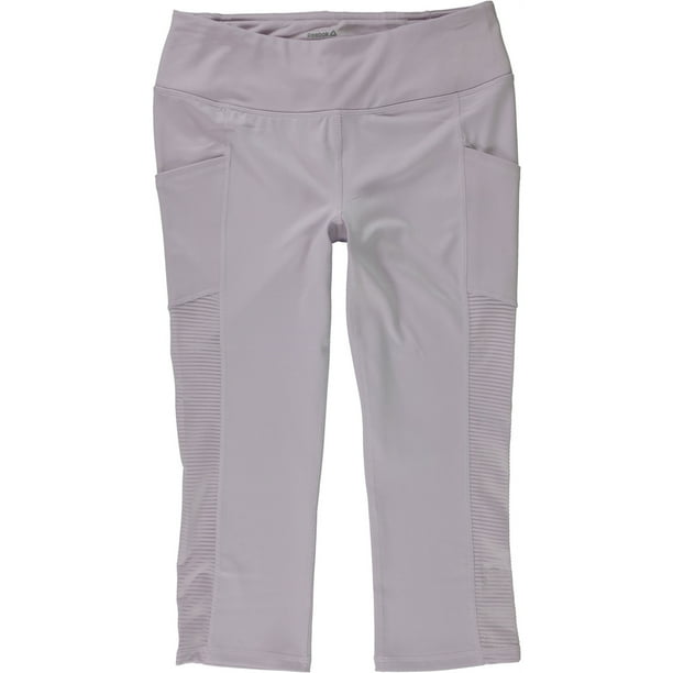 Reebok Focus Capri - Pantalones deportivos de compresión para mujer, color morado, XS