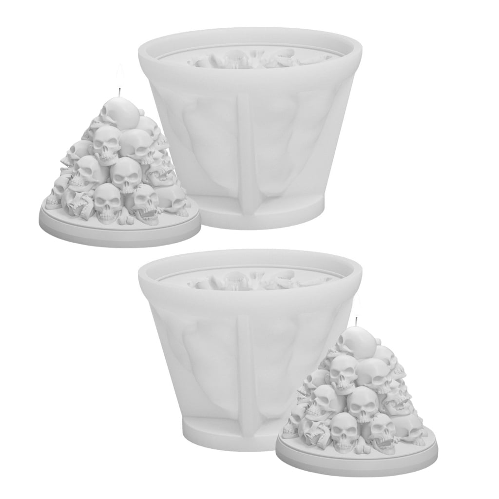 tegongse 2x/Set Halloween Silicones Mould Skulls Candle Molds Ornament Handmade Casting Mould Scented Candle Molds Craft Supplies