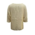 thumbnail image 4 of Cuoff Blouses for Women Casual Solid Color Loose Cotton Linen Medium Sleeve Large Size Womens Tops Beige 5X, 4 of 6