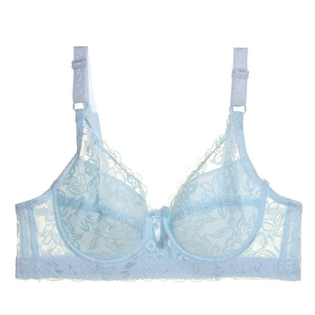 

LEEy-world Lingerie for Women Women Full Cup Thin Underwear Bra Plus Size Wireless Adjustable Lace Bra Large Lize Lace Bras Light Blue