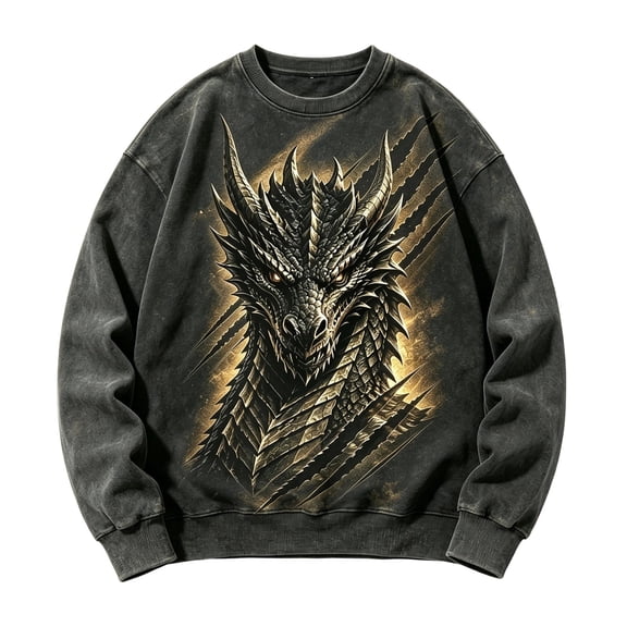 Kiijoy Halloween Sweatshirt for Boys Dragon Graphic Crewneck Pullover, Black, Sizes 2-3T