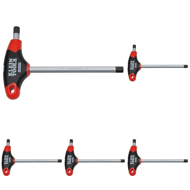 Llave Klein Tools JTH9E08, mango hexagonal en T de 1/8 pulgadas, 9 pulgadas, paquete de 5