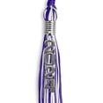 thumbnail image 3 of Endea Graduation Purple/White Mixed Color Graduation Tassel with Stacked Silver Date Drop, 3 of 6