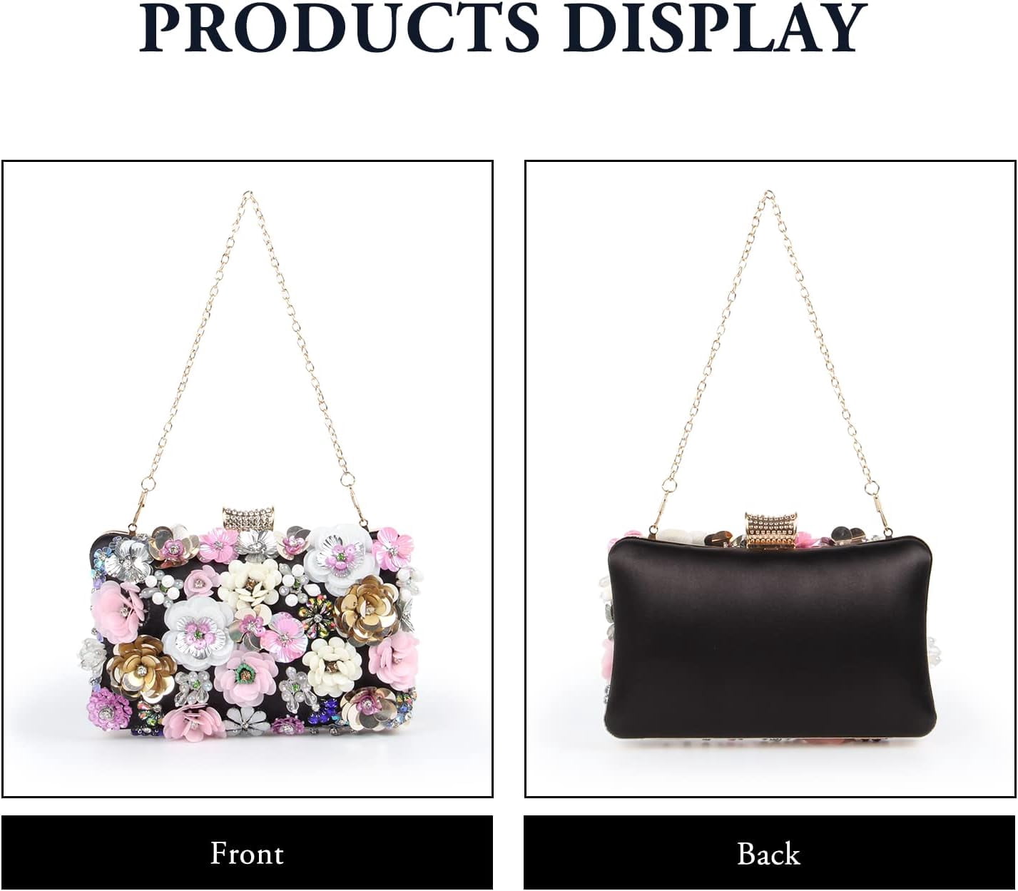 Women Elegance Floral Evening Clutch Purse Bags Flowers Beads Wedding Tote Bags Bride Shoulder Handbags