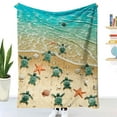 thumbnail image 7 of Herrnalise Turtle Blanket Ocean Sea Turtle Throw Blanket Turtle Printed Flannel Fleece Blanket for Kids Plush Fuzzy Blanket for Sofa Chair Bed Office (59inch x 51inch Blue) Under Sea Turtle, 7 of 7