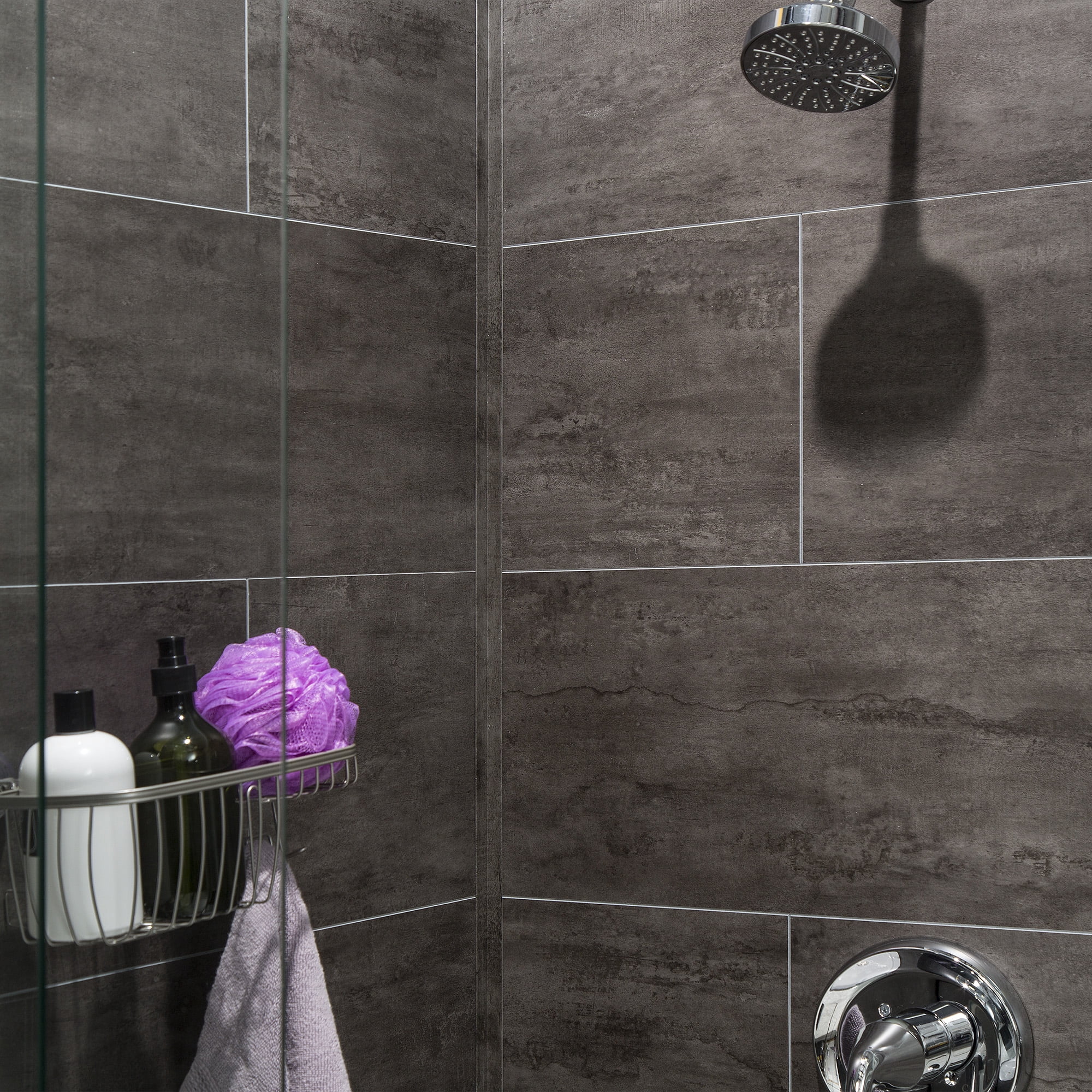 Palisade 23.2 in. x 11.1 in. Interlocking Vinyl Wall/Backsplash Panels in Ashen Slate (10 Pack)