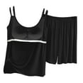 thumbnail image 3 of Hifoo Women Pajama Wear With Built In Bra Tops And Shorts Home Comfort Pjs Sets Soft Solid Color Sleepwear Two Piece Pjs Sets Holiday Casual O-Neck Loungewear, 3 of 7
