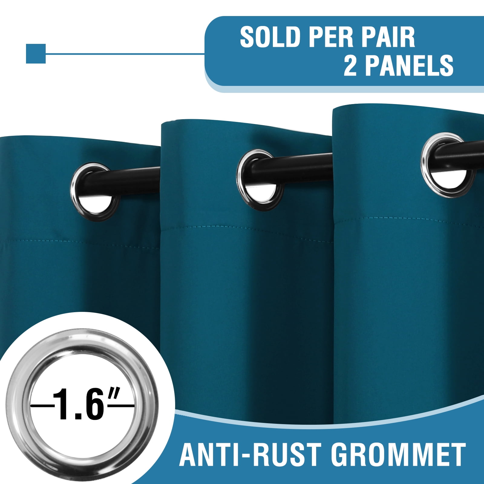 PrimeBeau Thermal Blackout Extra Wide Curtain for Bedroom, Single Layer (100x84-Inch, Dark Teal, 1 Panel)