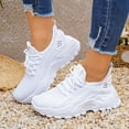 thumbnail image 4 of Women's Platform Running Shoes Breathable Lace Up Tennis Shoes Lightweight Non Slip Mesh Slip on Sneakers White Size 6.5, 4 of 5