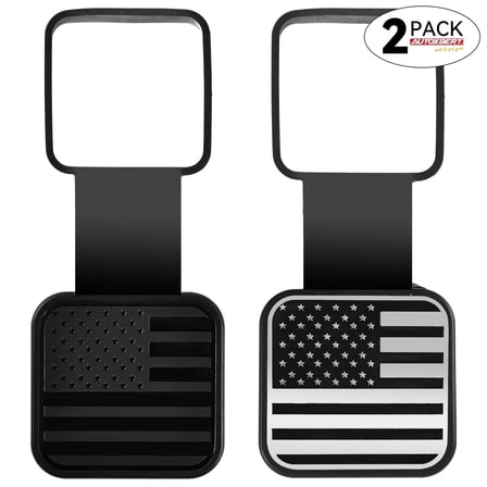 AUTOXBERT 2X 2 Inch Trailer Hitch Cover American Flag Rubber Hitch Tube Cover Plug Cap Car Exterior Receiver Accessories