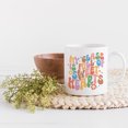 thumbnail image 2 of My Class Is Full of Sweet Hearts with Retro Groovy Wavy Text Art, Teacher Merch Gift, White 11oz Ceramic Mug, 2 of 5