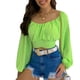 thumbnail image 4 of Tops Para Mujer Elegantes Blusas Casuales Camisas Erógenas de Moda Con Cuello en T Y Mangas Abullonadas Camisa de Color Sólido Blusa Superior Odeerbi  ODB156703, 4 of 9