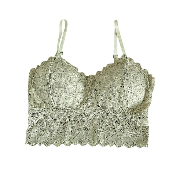 Herrnalise Women's Lace Bandeau Bra Wireless Bralette Seamless Bandeau Crop Tube Top Bra with Pads