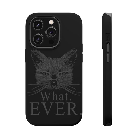 DistinctInk MagSafe Tough Case for Apple iPhone 15 Pro (6.1" Screen) - Whatever Cat - Wireless Charging Compatible