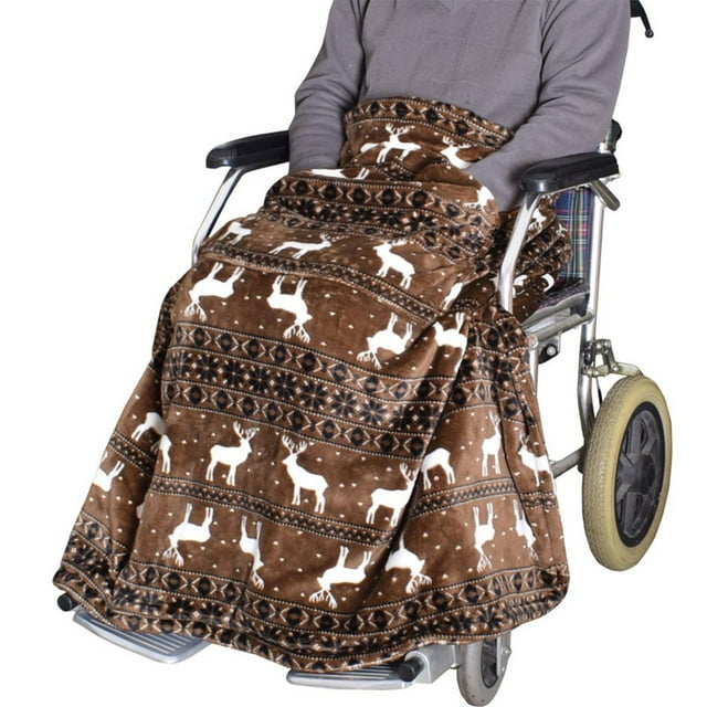 Manta para silla de ruedas, funda acogedora, envolvente para piernas, tamaño , estampado animal, con bolsillo, forrado con , mantiene