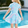 thumbnail image 4 of Lullu Girls Half Zip Short Sleeve Rashguard Swim Dress One-Piece Swimsuit with UPF50+, 4 of 8