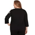 thumbnail image 2 of Alfred Dunner Womens Plus-Size Gold Floral Embroidered Three Quarter Sleeve Top, 2 of 4
