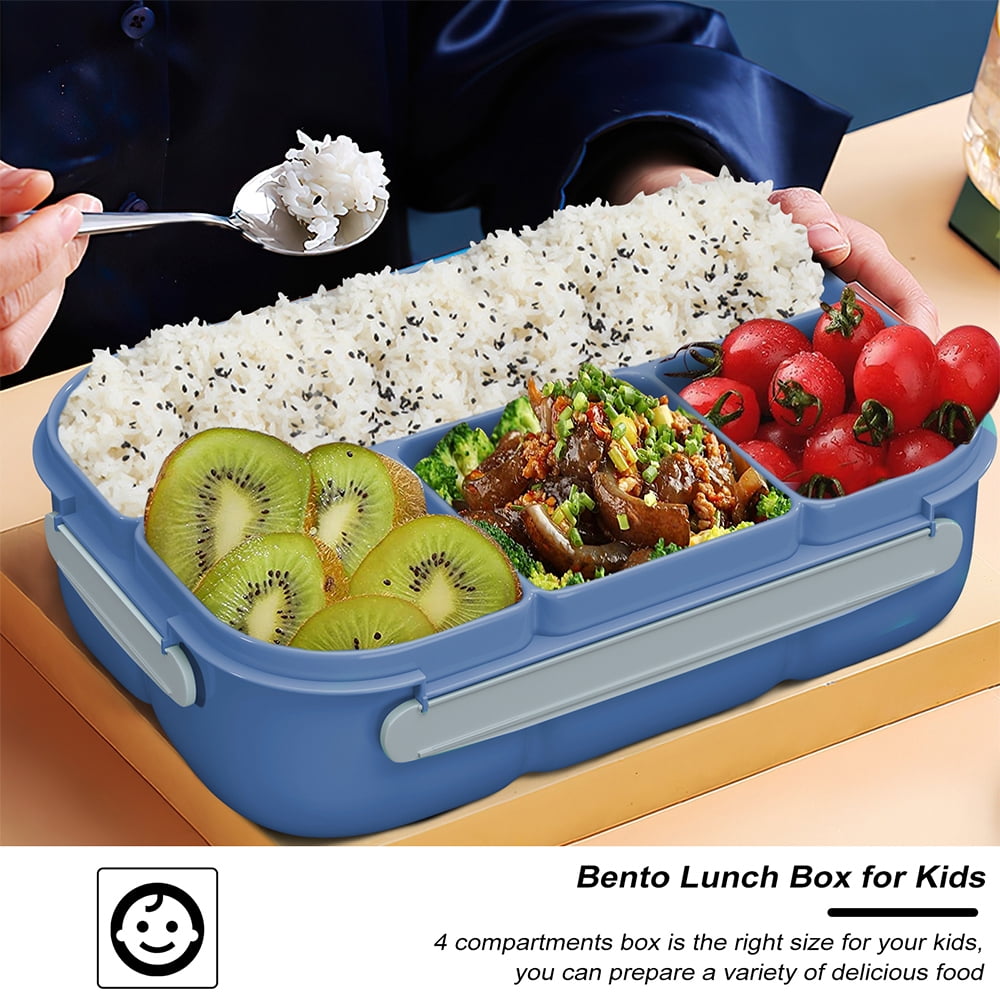 Lunch Box Adult Bento Box,1L Bento Lunch Box Container Built in Utensil Set for Adult Modern Style Lunch Container for Office,Picnic Leak Proof-Blue