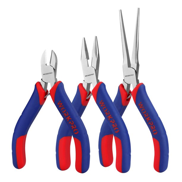 Juego de mini pinzas WORKPRO de 3 piezas, 4"-6", herramientas de precisión