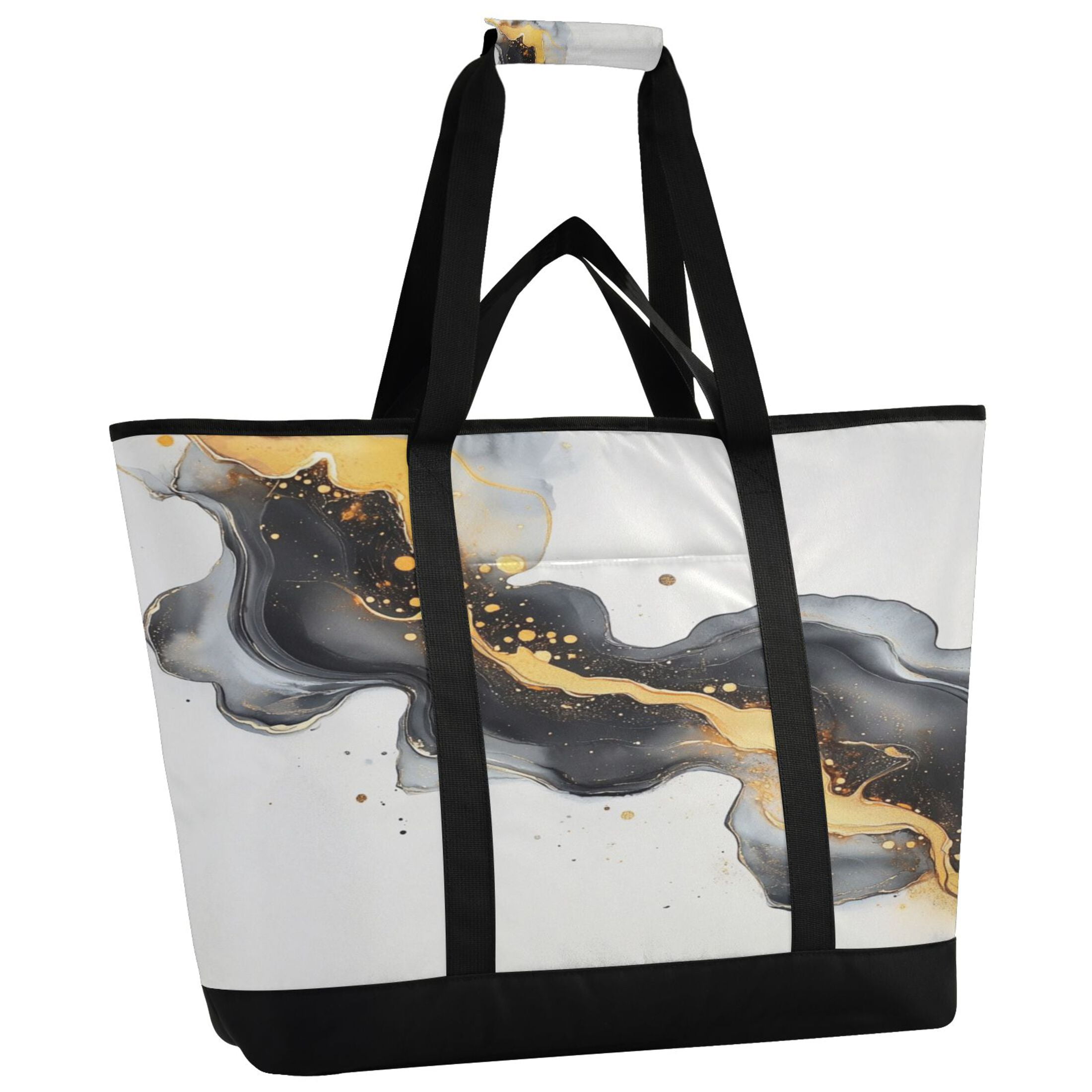 Large Hand-held Ice Pack Picnic Bag Insulation and Refrigeration Suitable for Shopping Picnics and Camping Beautiful Marble Pattern